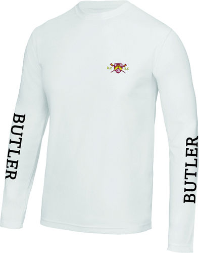 Butler College BC Men's White Long Sleeved Cool T